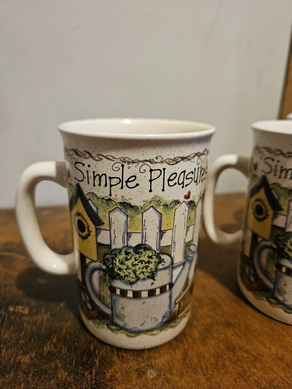 VTG Joy Marie Heimsoth Garden Pleasures Mug Set 4 Papel Giftware Cottage Garden